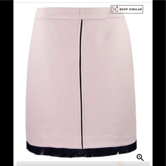 Vilagallo Daniella Skirt Wool Blend Black Center Seam and Black Fringe 40 - Picture 1 of 13